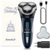 SweetLF Rasoio Elettrico Uomo,Regolabarba con Testine Rotanti 4D, Rasoio Ricaricabile Wet & Dry con Display LED, Rasatura Impermeabile IPX7 Blu Navy (Confezione regalo per compleanno Blue Razor)