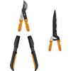 Fiskars OneClick Tagliasiepi e Potatore Bypass, 2 Impugnature S, 1080711 | Set combinato per potatura ornamentale e cura degli alberi, facile da assemblare, lame in acciaio/plastica