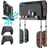 MoKo Supporto da Parete Compatibile con Nintendo Switch 2 2025, Supporto in Salvaspazio con 4 Ganci per Joy-Con, con Viti di Montaggio, Scaffale Adatto a Soggiorno e Camera da Letto - Nero Opaco