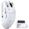 A.JAZZ AJ159 V2 Mouse Da Gioco Senza Fili Con Sistema Batteria Intercambiabile, Due Unità 300mAh E Supporto Ricarica, 54g Leggero, Sensore 32000DPI Compatibile PC E Mac (Bianco 2)