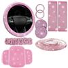 Generic Set di copristerzo per auto con supporto per telefono in strass e sottobicchiere, set interno ultra-velluto da 10 pezzi per (rosa)
