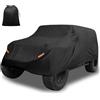 X AUTOHAUX - Copertura per auto per Jeep Wrangler JK JL YJ TJ 4 porte 2007-2021, impermeabile, protezione da sole, pioggia, polvere, vento, neve, con cerniera per portiera del conducente, nero