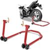 Peviasot Cavalletto per moto, sollevatore posteriore per moto, con ruote doppie, larghezza regolabile, lavori di montaggio per moto fino a 300 kg, stabilità (rosso)