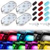 VBGURR 4 pezzi di illuminazione interna per auto a LED, 7 colori RGB per l'illuminazione ambientale interna, luce touch LED senza fili, luci LED per auto ricaricabili tramite USB, illuminazione notturna