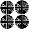 Biomar Labs 4 x 49 mm Adesivi 3D silicone UK GB United Kingdom Union Jack Bandiera Argento Nero per Coprimozzo Adesivo Cerchione Copricerchi appi Ruote A 10849