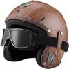 EBAYIN Casco vintage retrò Scooter Casco jet ciclomotore Casco mezzo casco in pelle 3/4 con visiera Casco aperto per uomo e donna Certificazione DOT ECE