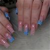 GlamRays 24 Pezzi Unghie Finte 3D Gel A Punta Quadrata Media Con Strass E Perle Design Acrilico Set
