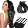 Rich Choices Extension Capelli Veri Biadesivo Extension Umani Lisci Remy Human Hair Tape in Extension Biadesive Capelli Veri 30cm 10pz #1BT1BPGREY