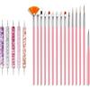 ZEOHBETY Set di 20 Pennelli per Nail Art, Pennelli Professionali per Nail Art, Rosa