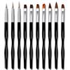 ZEOHBETY Set di pennelli per nail art, 10 pennelli per nail art, pennelli professionali per nail art, pennelli sottili per unghie, neri
