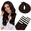 Rich Choices Extension Capelli Veri Biadesivo Extension Umani Lisci Remy Human Hair Tape in Extension Biadesive Capelli Veri 30cm 10pz #2 Marrone Scuro