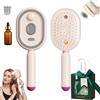 Pnedeodm Electric Spray Air Cushion Massage Comb,3-in-1 Rechargeable Steam Hair Straightener Brush with Nano Mist, Self Cleaning Detangling Hair Brush for Frizz Control and Scalp Care (Pink)