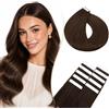 Rich Choices Extension Capelli Veri Biadesivo Extension Umani Lisci Remy Human Hair Tape in Extension Biadesive Capelli Veri 30cm 10pz #4 Marrone Cioccolato