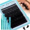 GEMERRY Ciglia Finte Ciuffetti Kit Manga Ciglia Finte Kits Extension Ciglia Lash Cluster+Bond and Seal DIY Eyelash Extension a Casa per Principianti 5 Secondi (80D Spiky-Kit,10-18mm)