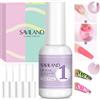 Saviland Dip Powder Base Ultra Adesiva: 15ml Vitamina E Dip Foundation Coat per Ricarica Dip Powder Liquid Set Nail Kit con 2 Liner 3 Spazzole di Ricambio per French Nail Art Principianti Casa Salone