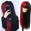 Salaibs Parrucca semi-nera metà rossa per le donne parrucca sintetica naturale lunga rettilineo con bangs per parrucca per capelli costume di Halloween