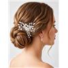 Zoestar Pettine per capelli da sposa con strass e perle, accessorio decorativo per capelli da donna