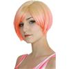 Prettyland Tie-dye Liscia Taglio Bob Grado di Parrucca Capelli Corti Ombre Rosa Biondo C694