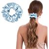 ZLYC Anelli per capelli da donna e ragazza, 100% seta, in pura seta di gelso, 19 momme (tinta unita blu polvere), 3,5 cm
