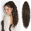 RUWISS Coda Capelli Extension con Pinza - Coda Finta Capelli Ricci Ondulati 65 cm Extension Capelli Coda Lunga Sintetici Coda di Cavallo per Donne, Castano Scuro e Biondo
