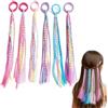 ISSANG Elastici per capelli da ragazza, con fascia elastica, 32 cm, ciocche di capelli per bambini, per feste, festival, regali decorativi (6 colori, 6 pezzi)