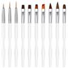ZEOHBETY Set di pennelli per nail art, 10 pezzi pennelli per design e pittura unghie, pennelli professionali per design nail art, pennelli sottili liner per unghie, bianchi