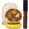 MINGZE Set di campane tibetane da 8 cm, realizzate a mano in Nepal per guarigione e consapevolezza, piccola campana tibetana per yoga, meditazione e relax, con battito in legno, accessori per