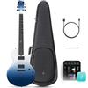 Enya Chitarra Elettrica Nova Go Sonic Guitarra Elettricain Fibra di Carbonio con Altoparlante Wireless da 10 W, Preimpostazioni Integrate, Cavo di Ricarica, Chiave di Regolazione, Blu Oceano