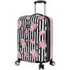 Betsey Johnson Valigia rigida espandibile (ABS + PC), leggera, resistente, con 8 ruote girevoli, da donna, 50,8 cm, Rose a righe, 50,8 cm, Tempo libero