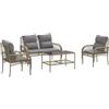vidaXL Set Divano da Giardino 4 pz con Cuscini Beige in Polyrattan, Set Divano da Esterno con Cuscini, Set Divano in polyrattan, Set Divano angolare da Giardino