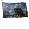 Jubonexis Bandiera con aquila calva con montagna innevata, 1,9 x 1,5 m, per esterni, giardino, bandiere, bandiere, decorazione per cortile, portico, prato, fattoria