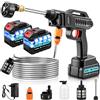 wowspeed Pulitore ad alta pressione senza fili, pulitore ad alta pressione mobile 21 V 62 Bar, 2 batterie, ugello multifunzione 6 in 1, tubo 5 M, serbatoio filtrante, idropulitrice per auto, terrazza