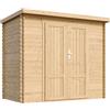 TIMBELA M310F1+M310G Casetta Da Giardino In Legno 2,63 m², Capanno Da Giardino Per Esterno Con Pareti Da 19 mm, Casetta Per Attrezzi E Biciclette, Pavimento In Legno Impregnato,Porte A Pannelo