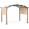COSTWAY Gazebo Pergola da Giardino 3 x 3,6 m, Pergola da Esterno con Telaio Curvo e Tettuccio Retrattile, con Struttura in Metallo, per Giardino, Patio e Portico (Beige)