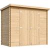 TIMBELA M310C1 Casetta da Giardino in Legno 2,63 m², Capanno da Giardino per Esterno con Pareti da 19 mm, Casetta in Legno per Attrezzi e Biciclette, Porte a Due Battenti, Senza Pavimento