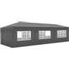 tectake® Tendone per Feste, Padiglione Gazebo Esterno Resistente con 8 Pezzi Laterali, Gazebo da Esterno con Finestre, Impermeabile, Resistente ai Raggi UV, 900 x 300 x 250 cm - Grigio