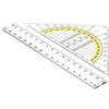 K3T TSI 46305 - Set geometrico (righello da 17 cm e squadra da 16 cm), trasparente, in plastica trasparente, con bordo a inchiostro e sfaccettatura