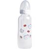 CutiePlusU Biberon per adulti in vetro con tappo protettivo, stampa carina, alimentazione senza BPA, tettarella in silicone da 400ml in set con bicchiere con cannuccia Straw-Strawberry Bear