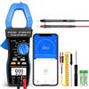 SURLABA Bluetooth Pinza Amperometrica, AC DC Clamp Meter NCV TRMS, 6000Count Tensione Corrente Multimetro APP Support, Volt Amp Meter con Resistenza Capacità Continuità Temperatura Diodo Hz Test