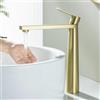 BAITUJIE Rubinetto alto per lavabo, oro spazzolato a vita alta rubinetti da bagno per lavabo alto rubinetto miscelatore monocomando quadrato monoblocco