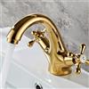 Hefo Rubinetto d'oro bagno, doppio manico rubinetto rubinetto lavabo rubinetto, ottone miscelatore bagno
