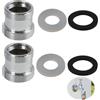 Kahaybeall 2 Pezzi Adattatori Rubinetto M20 su M22, Filettatura Doppia per Rubinetti, Adattatore Filettato, Adattatori in Alluminio per Aereatori di Cucina, Spazio della filettatura: 1mm