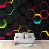 Generic Motivo Geometrico Esagonale Poster Giganti da Parete Nero 300x210 cm Fotomurale Carta da Parati TNT Murale alla Moda Decorazione da Muro, Fotografica Murale per Camera Letto Sala