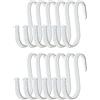 Brute Strength - Ganci a S avvolti in pelle pieno fiore - 12 pezzi - Bianco con cuciture bianche - 10 cm in acciaio inox metallo gancio da appendere per cucina, officina, bagno