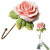 Zunishaone Ganci da parete rosa - Ganci decorativi in resina a forma di fiori vintage con ganci e pratici per appendere chiavi, asciugamani, gioielli o accessori, ideale per bagno, camera da letto