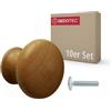 Gedotec 10 pezzi pomello per mobili URSULA legno noce chiaro Ø 27 mm con inserto filettato in ottone vite M4×25 mm incl | pomello in legno massello maniglia per mobili pomello in legno maniglia per
