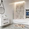 GENERIC 100x150cm Parete Vasca Doccia Sopravasca Singolo Pannello Forma Vela Girevole in Vetro Temperato 8 mm Trasparente Anticalcare Telaio Cromato Lucido