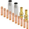 ZFKXGS 14 PZ Accessori per Saldatura a Filo a Gas di Protezione Parti Usurate Kit 10 M6 Ugello Saldatrice Filo 0,8 MM, 2 Ugelli per Gas, 2 Porta Punte Diffusore per Consumabili Torcia MB15AK MIG MAG