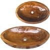 Lendo Online Lavabo da appoggio ovale in teak 30x25 / 40x30 / 60x40 cm - Lavandino in legno massello per bagno o WC - Superficie liscia - Prodotto naturale con venature uniche (60x40x12cm)