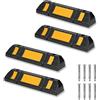 Froadp Set di Barriere Paraurti per il Parcheggio, Porta Gomme Auto da Garage, Fermaruote con Strisce Riflettenti Gialle, Cunei Stopper per Camper Pavamenti Parcheggi Giardino (2 coppie)